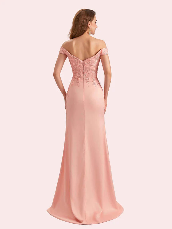 Robe Weitese élégante à épaules dénudées et fente latérale en satin doux, robe longue de demoiselle d'honneur pour mariage, robe de bal